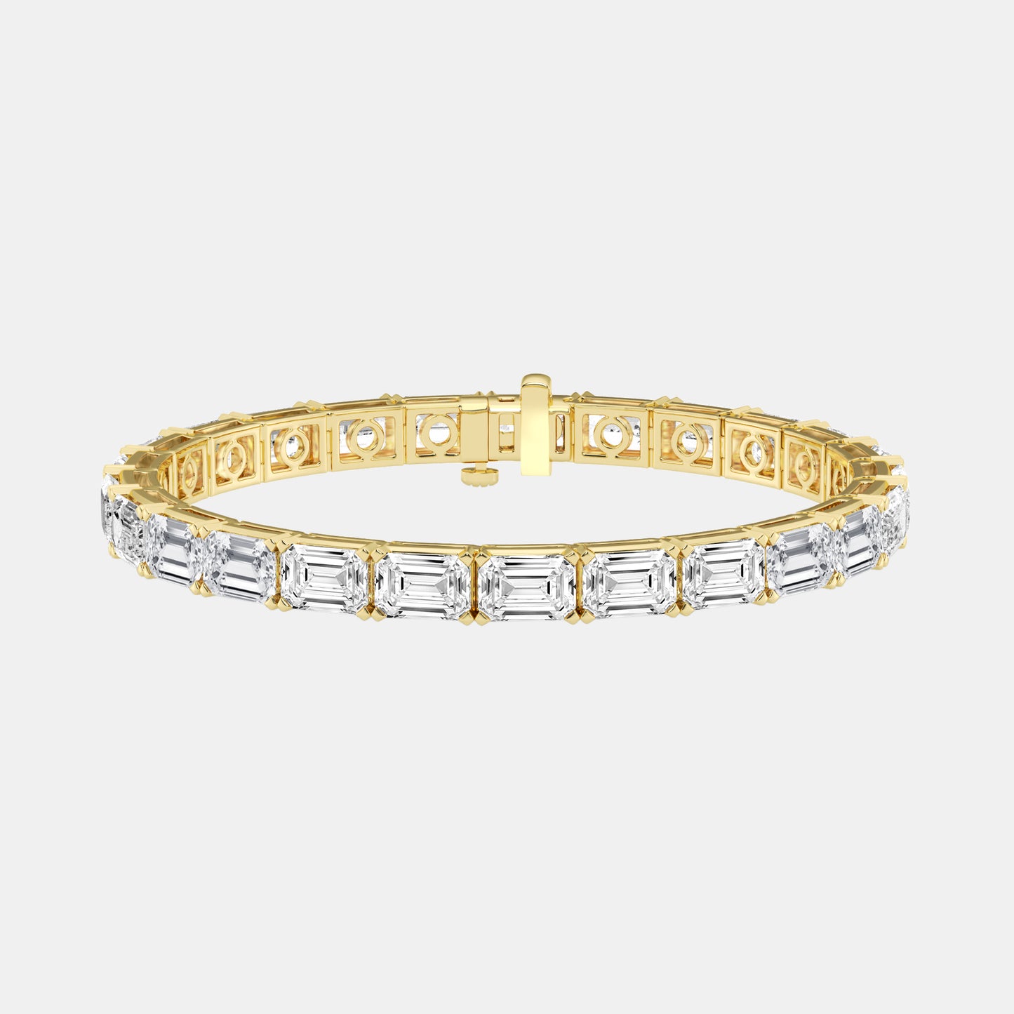 25 ctw Prong with East -West Solitaire Bracelet - 25.10 CTTW - Emerald Diamond - 18K Rose Gold