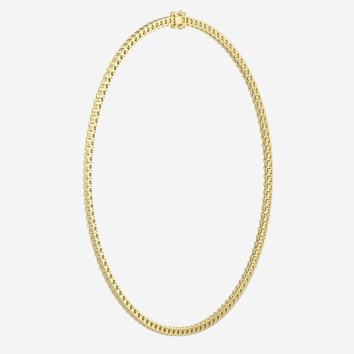 Classic Lab Grown Diamond Tennis Necklace - 9.30 CTTW - Round Diamond - 14K Rose Gold