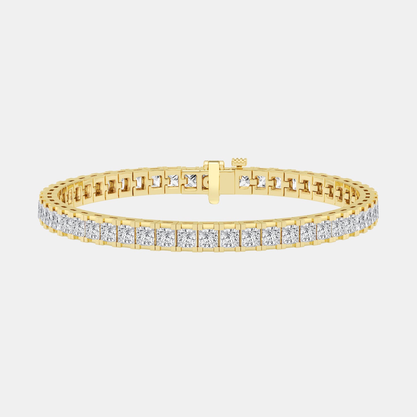 Box with Prong Solitaire Bracelet - 10.40 CTTW - Princess Diamond - 14K Rose Gold