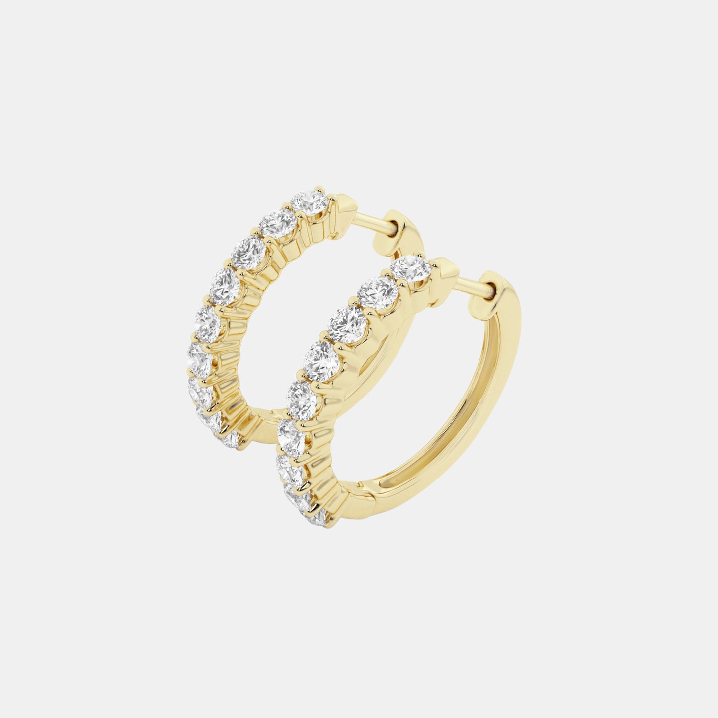 Shared Prong Hoop Earrings - 1.00 CTTW - Round Diamond - 14K Rose Gold