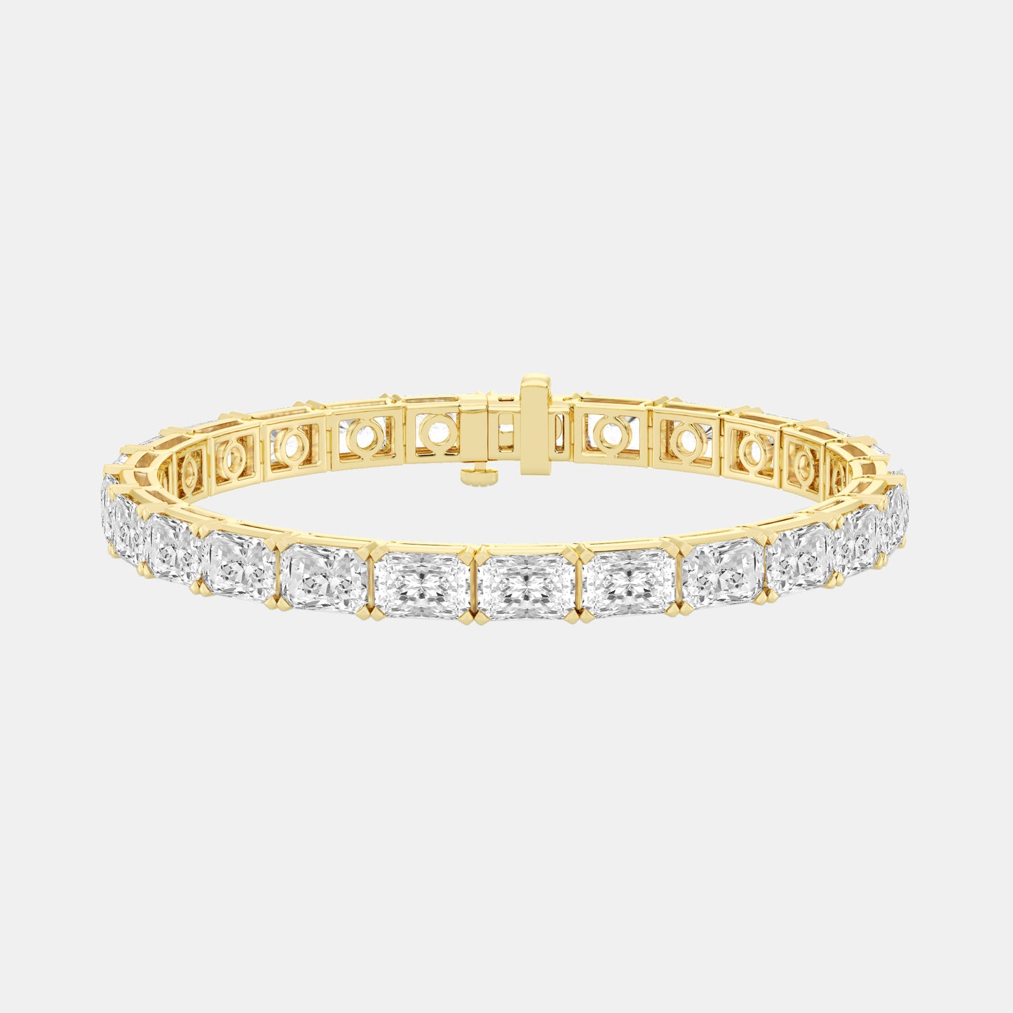 21 ctw Prong East-West Solitaire Bracelet - 21.10 CTTW - Radiant Diamond - 14K Rose Gold