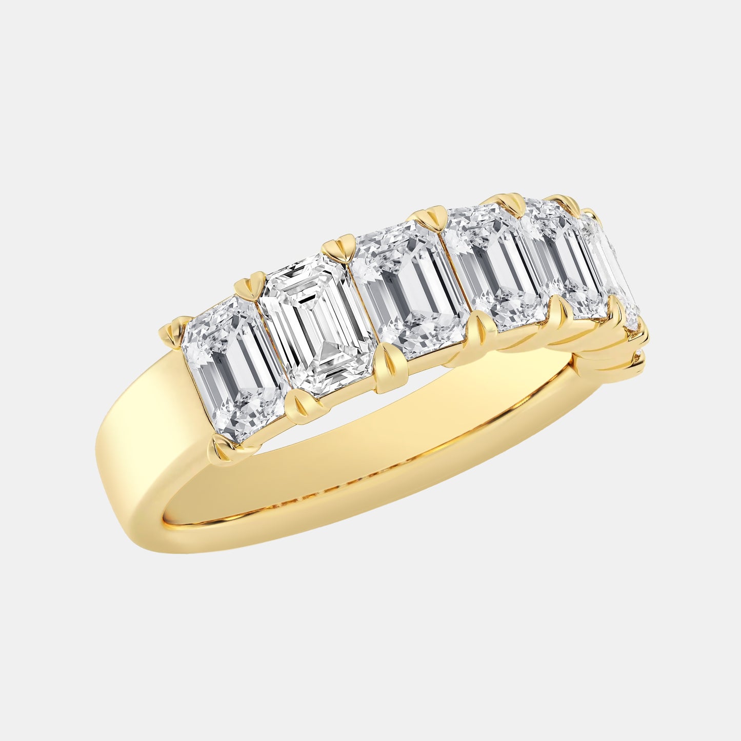 Seven-Stone Emerald Anniversary Band - 1.40 CTTW - Emerald Diamond - 14K Yellow Gold