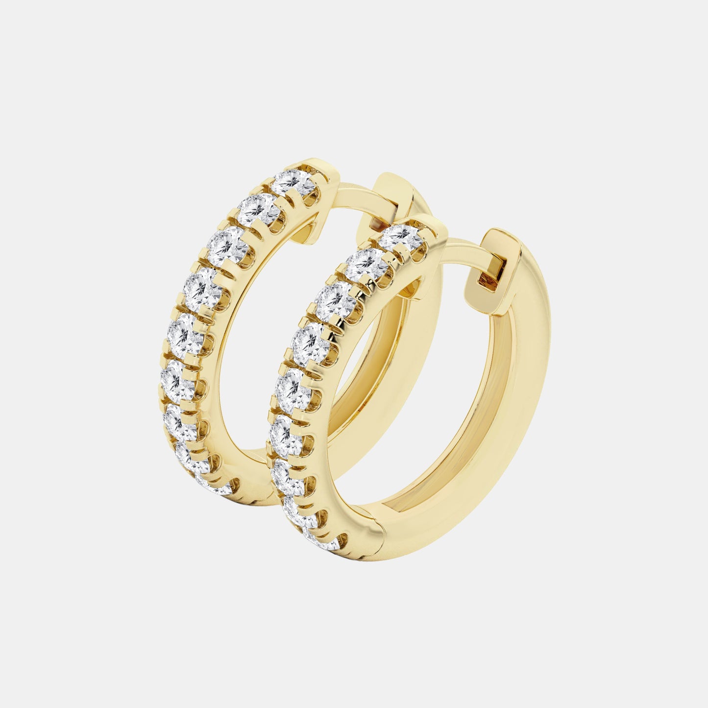 French Pave Hoop Earrings - 1.00 CTTW - Round Diamond - 14K Rose Gold