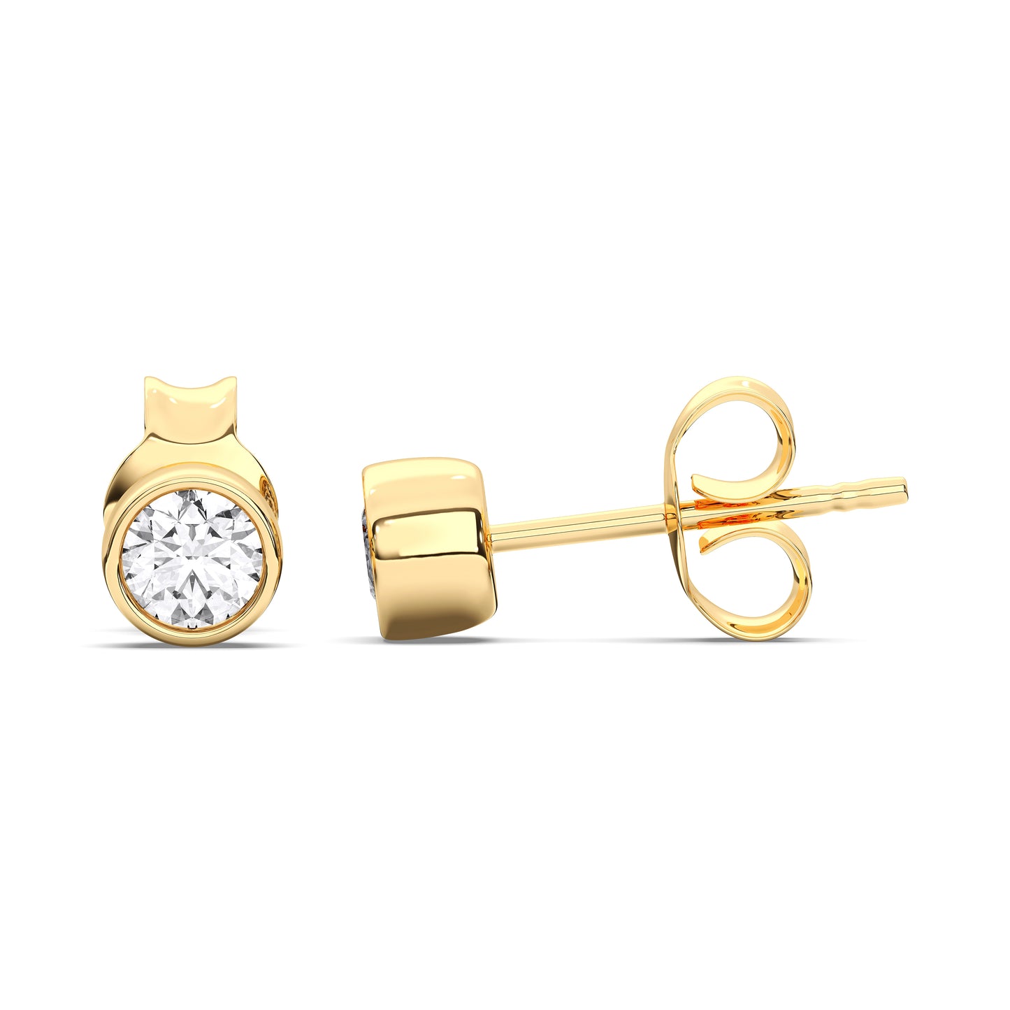 Stud Earrings - 0.40 CTTW - Round Diamond - 14K Rose Gold