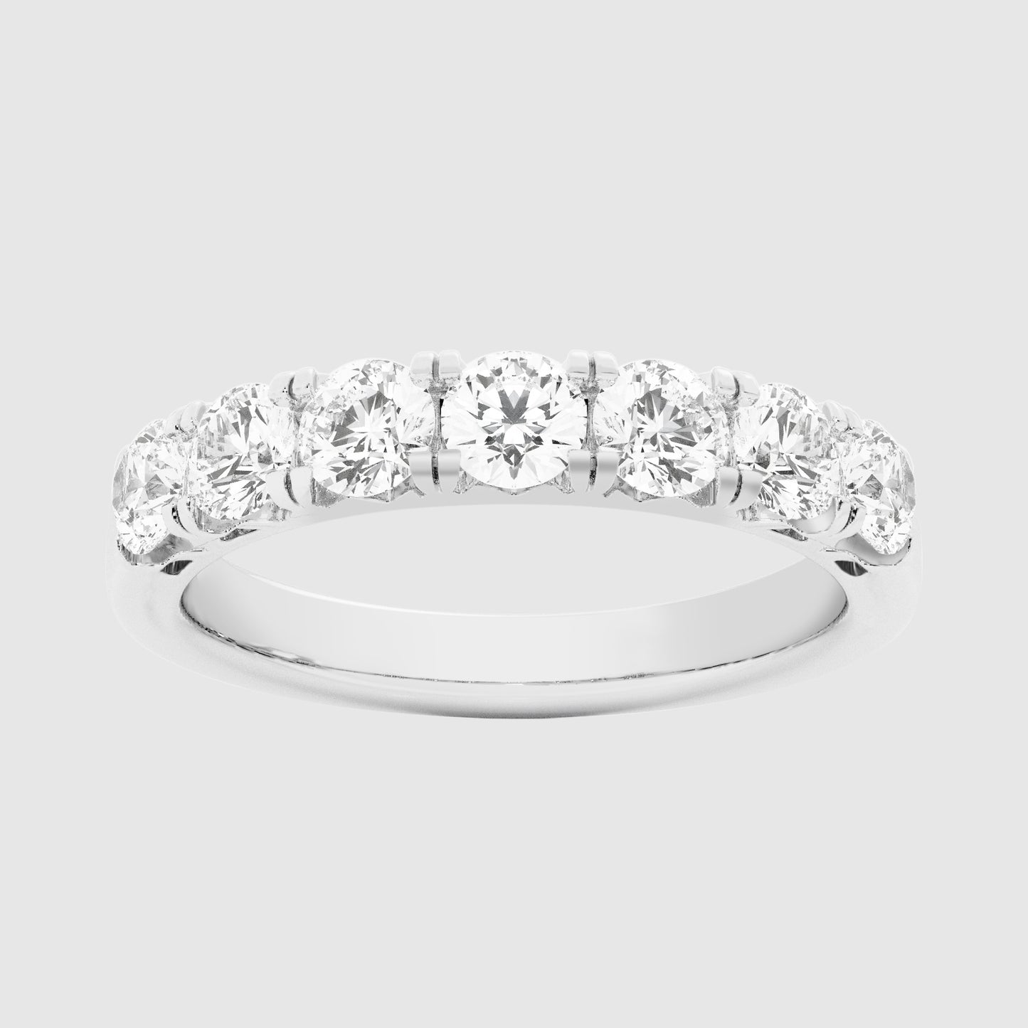 Seven-Stone Round Anniversary Band - 1.00 CTTW - Round Diamond - 14K White Gold
