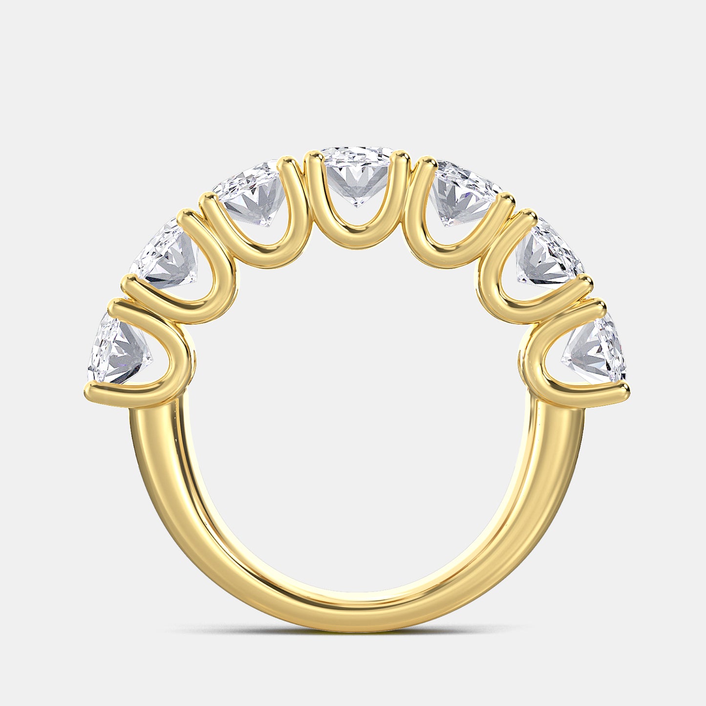 Seven Stone Oval In U Set Anniversary Band - 1.70 CTTW - Oval Diamond - 14K Yellow Gold