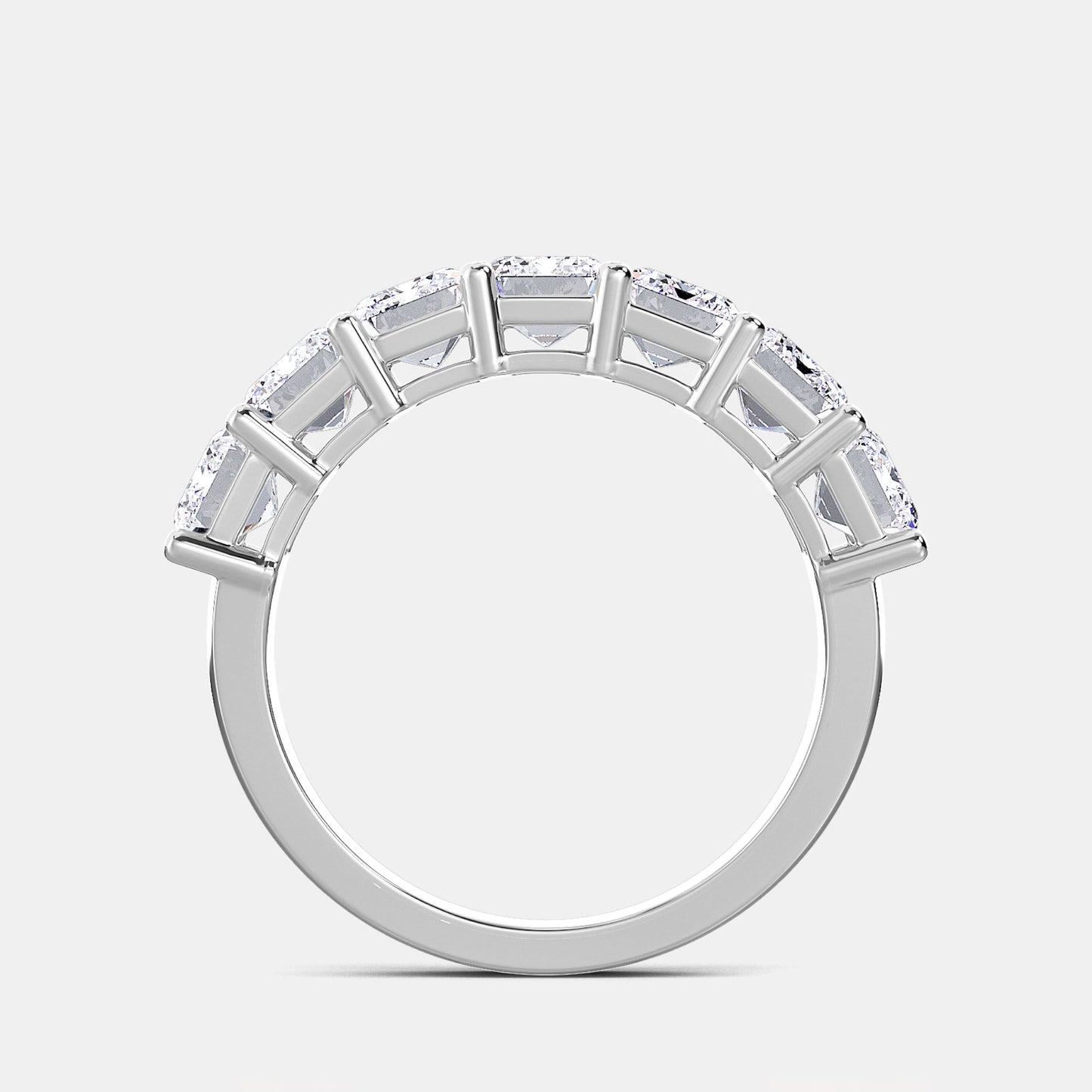 Seven Stone Emerald Anniversary Band - 1.70 CTTW - Emerald Diamond - 14K White Gold