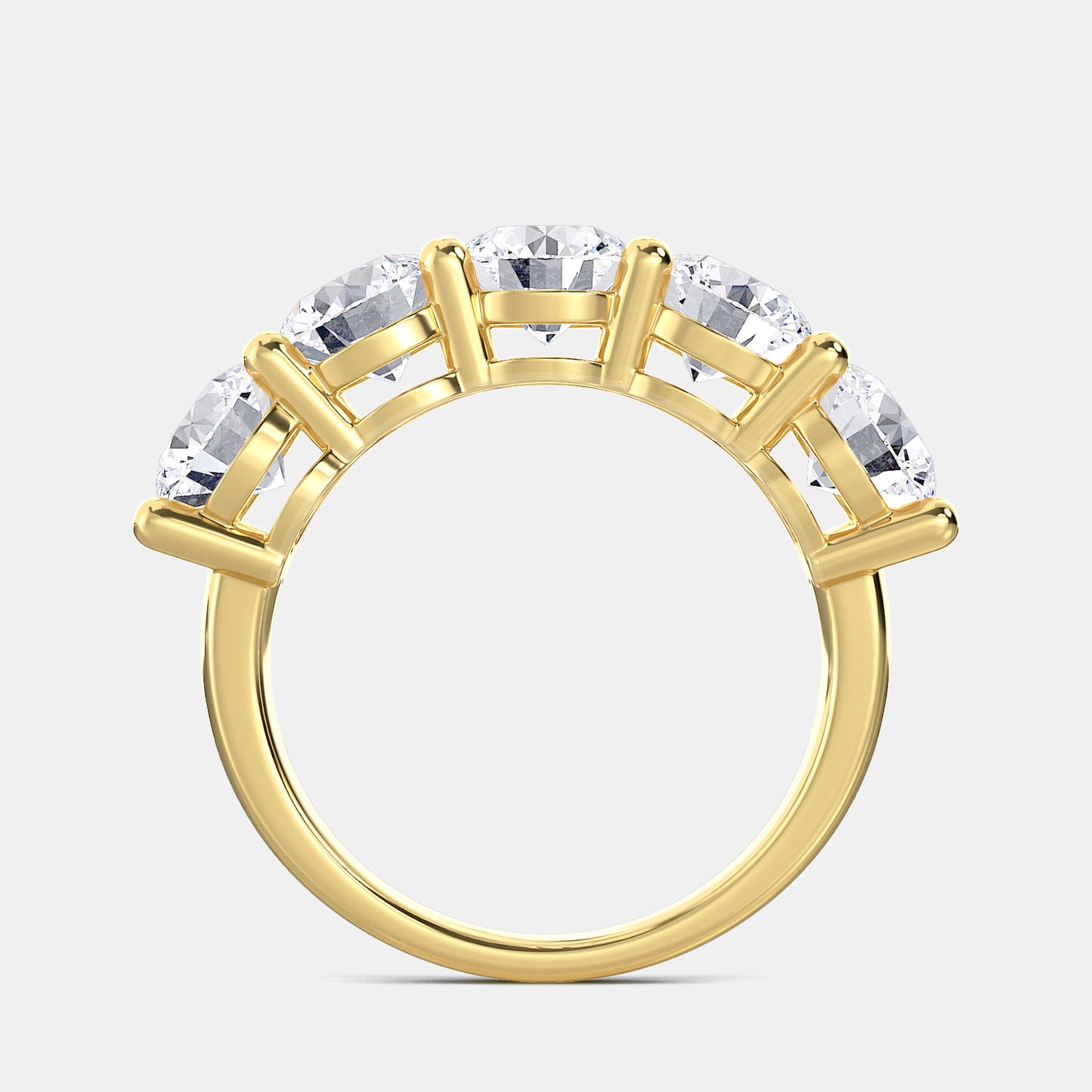 Five Stone Round Anniversary Band - 1.20 CTTW - Round Diamond - 14K Rose Gold