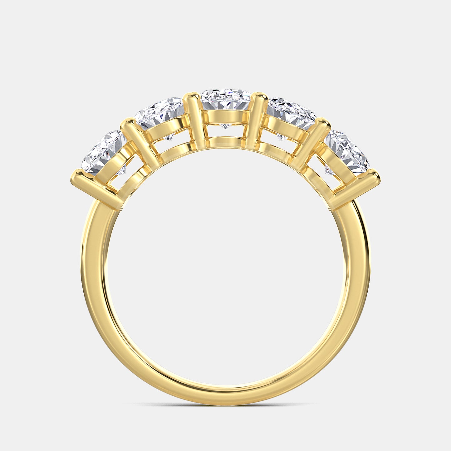 Five Stone Oval In Basket Anniversary Band - 1.20 CTTW - Oval Diamond - 14K White Gold