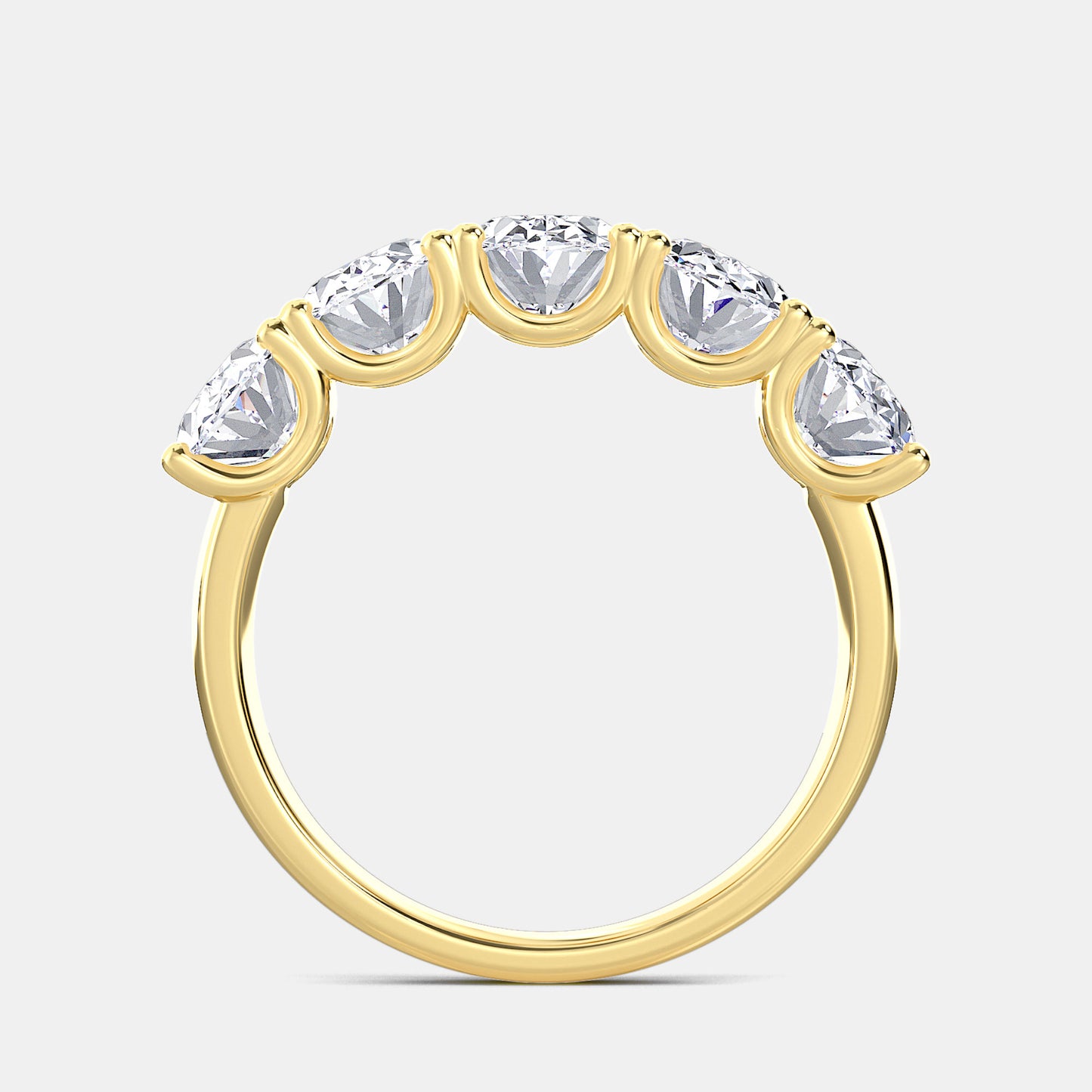 Five Stone Oval in U Set Anniversary Band - 1.20 CTTW - Oval Diamond - 14K Yellow Gold