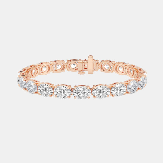 25 ctw Prong with East -West Solitaire Bracelet - 25.10 CTTW - Oval Diamond - 18K Rose Gold