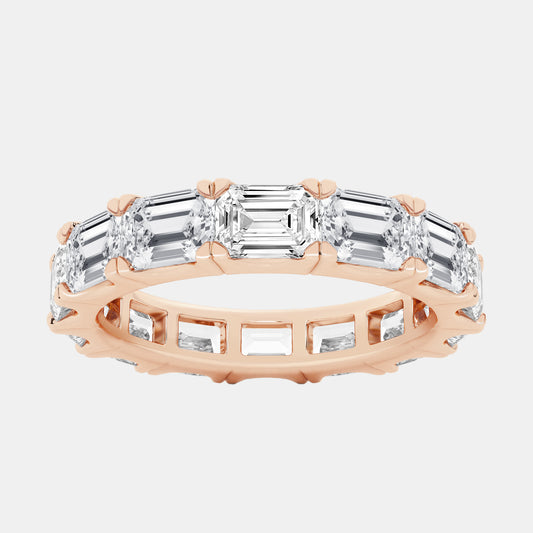East-West Emerald Eternity Band - 5.00 CTTW - Emerald Diamond - 14K Rose Gold