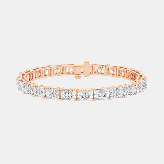 21 ctw Prong East-West Solitaire Bracelet - 21.10 CTTW - Radiant Diamond - 14K Rose Gold