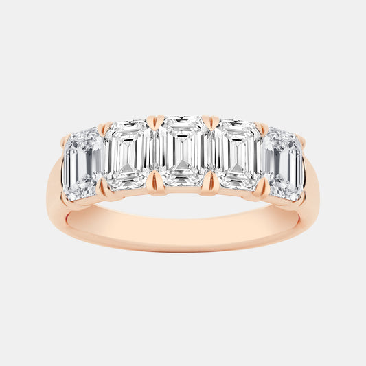 Five-Stone Emerald Anniversary Band - 1.00 CTTW - Emerald Diamond - 14K White Gold