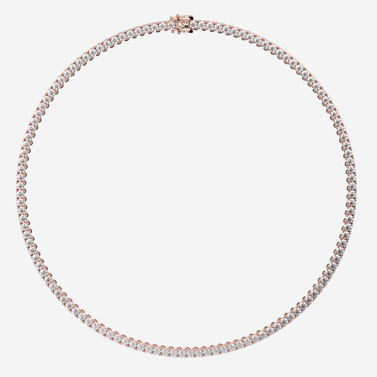 7ct Total Classic Tennis Necklace - 6.85 CTTW - Round Diamond - 14K Rose Gold