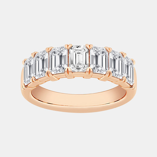 Seven-Stone Emerald Anniversary Band - 1.40 CTTW - Emerald Diamond - 14K Yellow Gold