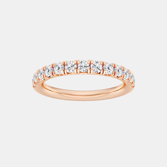 French Pave Wedding Band - 0.80 CTTW - Round Diamond - 14K Rose Gold