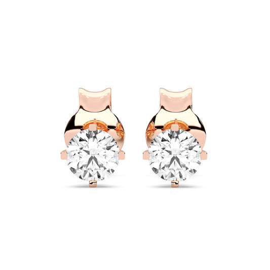 Stud Earrings - 0.50 CTTW - Round Diamond - 14K Rose Gold