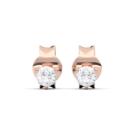 Stud Earrings - 0.40 CTTW - Round Diamond - 14K Rose Gold