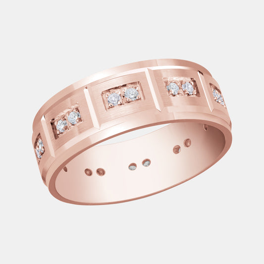 Duo Diamond Studded Ring - JMD-1102 - 4.70 CTTW - Round Diamond - 14K Rose Gold