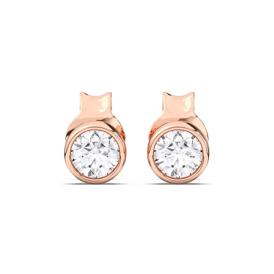Stud Earrings - 0.40 CTTW - Round Diamond - 14K Rose Gold