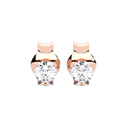 Stud Earrings - 0.50 CTTW - Round Diamond - 14K Rose Gold
