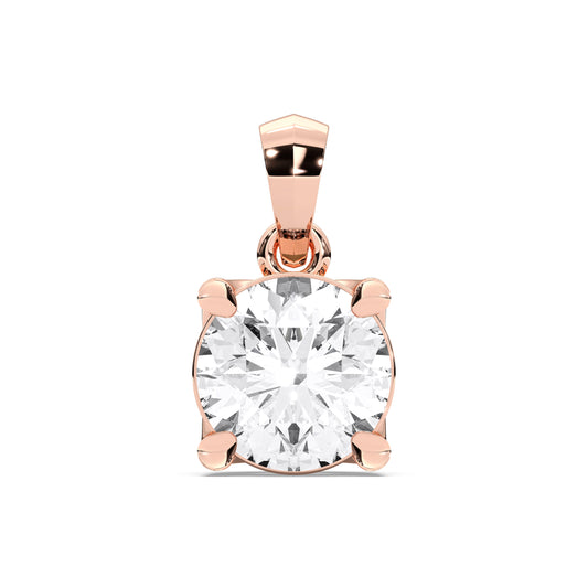 Solitaire Pendants - 0.20 CTTW - Round Diamond - 14K Rose Gold