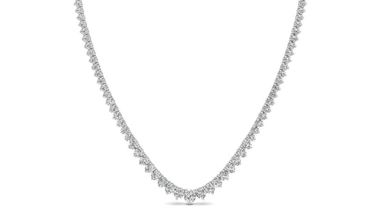 Graduated Riviera Necklace 14ct - 14.40 CTTW - Round Diamond - 14K Rose Gold