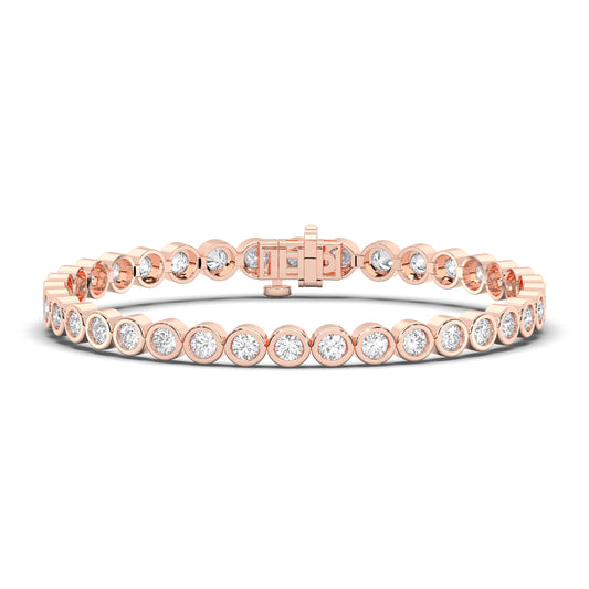 Round Classic Tennis Bracelet - 6.40 CTTW - Round Diamond - 14K Rose Gold