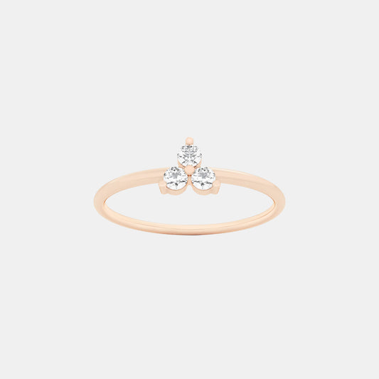 Trio Round Lab Grown Diamond Thin Ring - 0.20 CTTW - Round Diamond - 14K Rose Gold