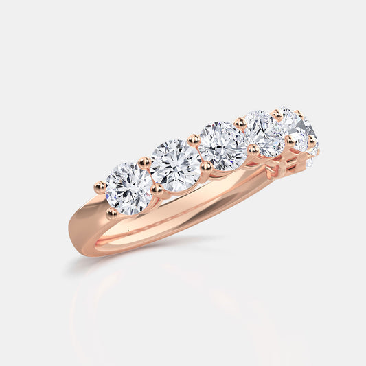 Seven Stone Round Anniversary Band - 1.70 CTTW - Round Diamond - 14K Rose Gold