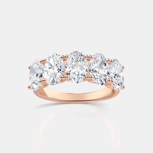 Five Stone Oval in U Set Anniversary Band - 1.20 CTTW - Oval Diamond - 14K Yellow Gold