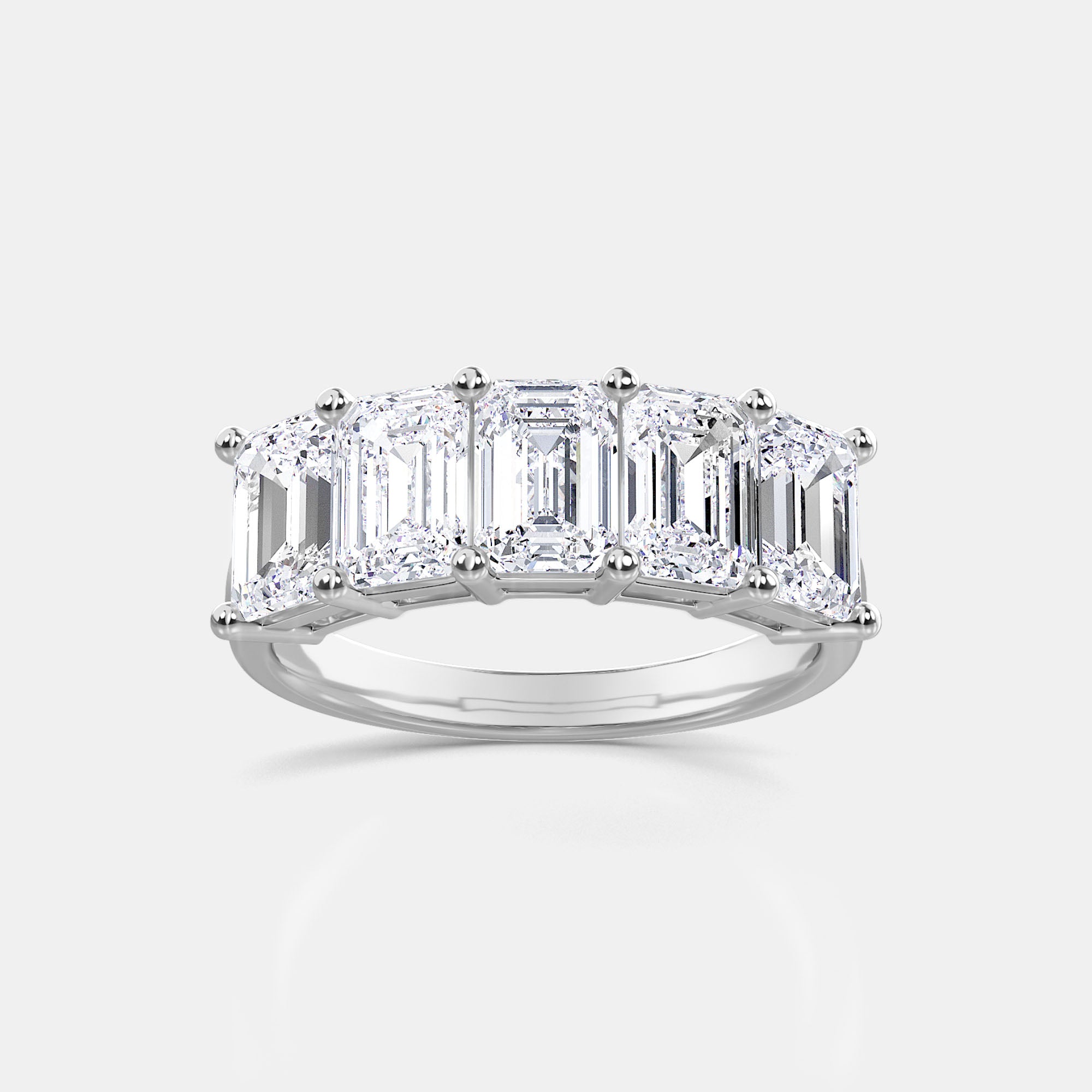 Emerald / 14K White Gold / D-F VS