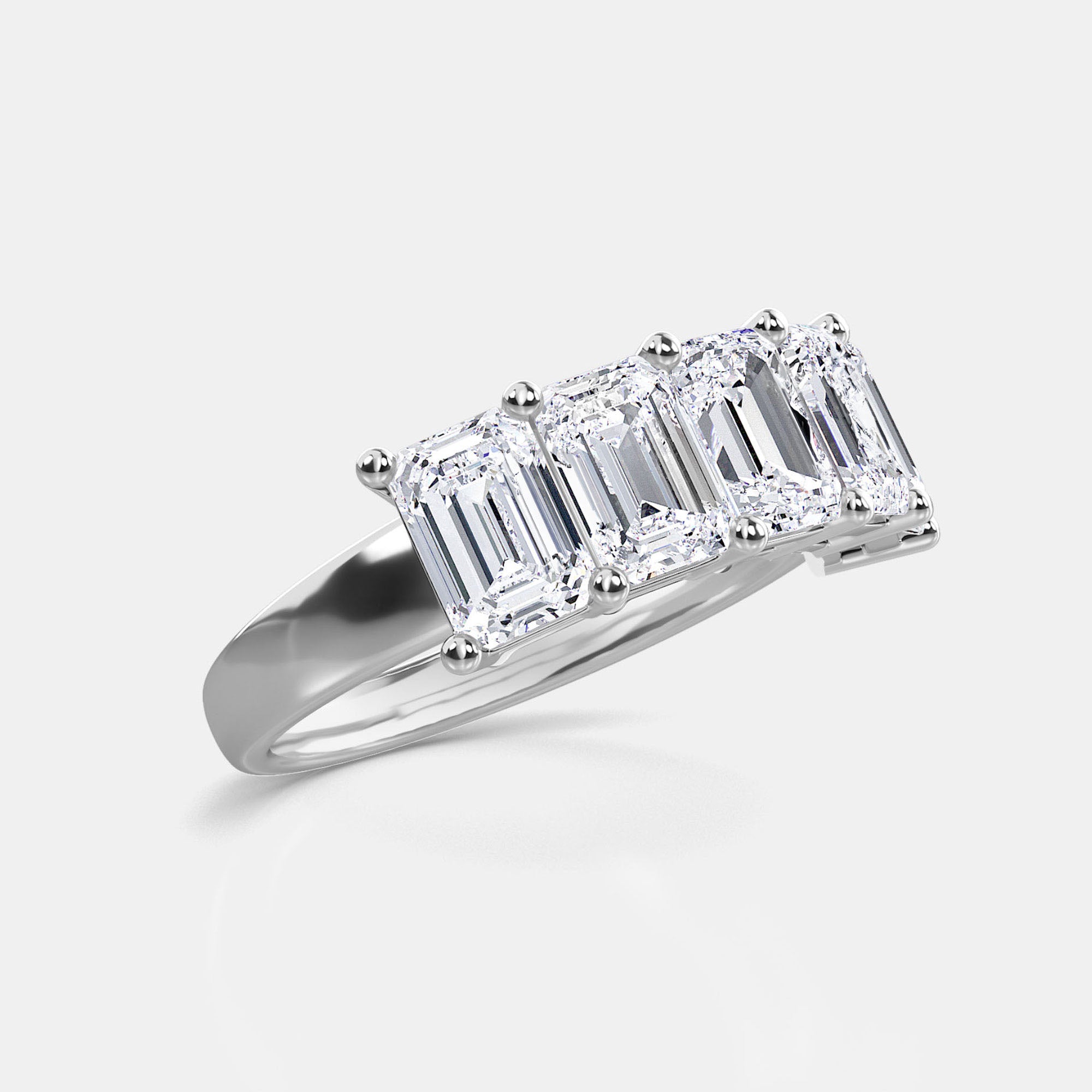 Emerald / 14K White Gold / D-F VS