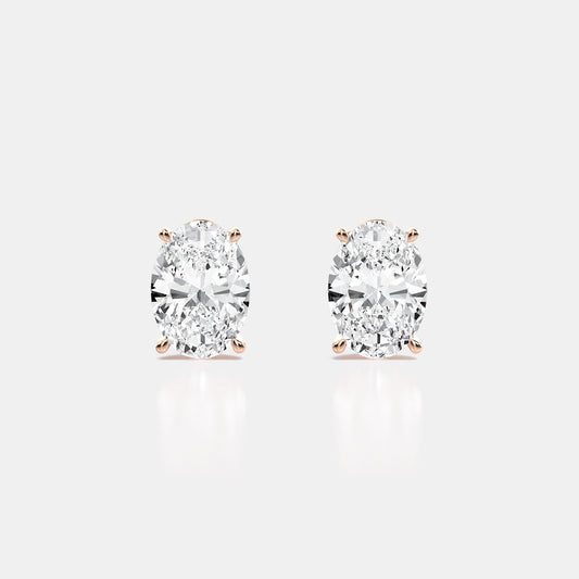 Oval Lab Grown Diamond Studs Earring - 0.50 CTTW - Oval Diamond - 14K Rose Gold