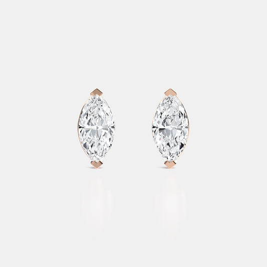 Marquise Lab Grown Diamond Studs Earrings - 0.50 CTTW - Marquise Diamond - 14K Rose Gold