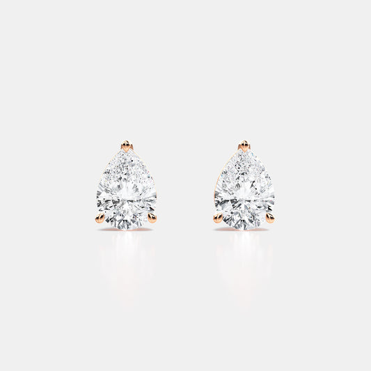 Pear Lab Grown Diamond Studs Earrings - 0.50 CTTW - Pear Diamond - 14K Rose Gold