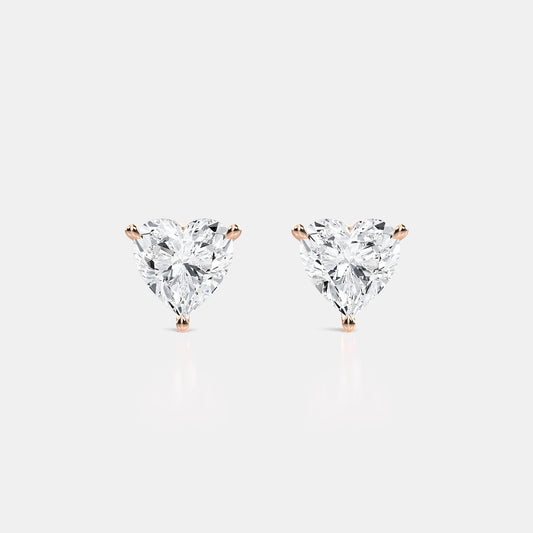 Heart Lab Grown Diamond Studs Earrings - 0.50 CTTW - Heart Diamond - 14K Rose Gold