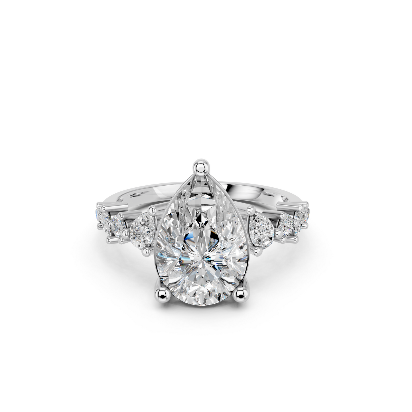 PEAR ENGAGEMENT RING WITH SIDE STONE