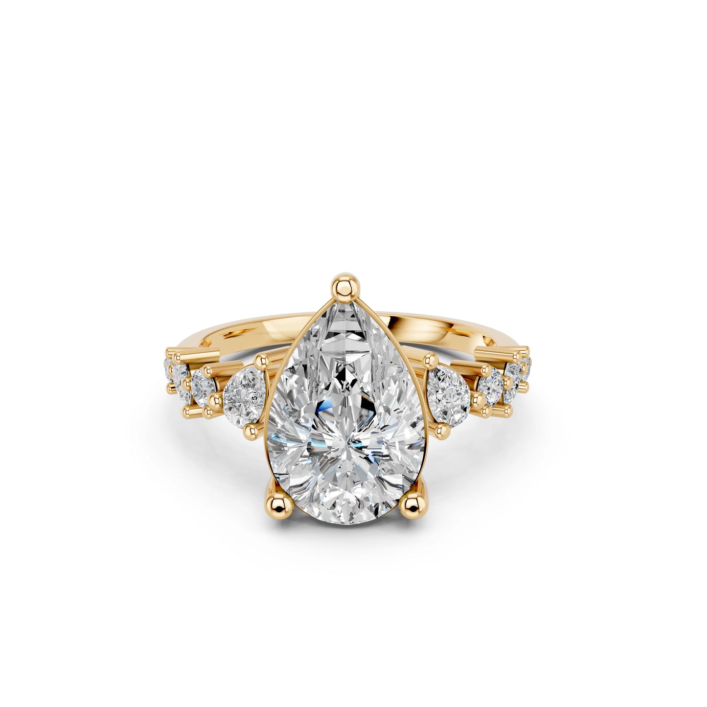PEAR ENGAGEMENT RING WITH SIDE STONE