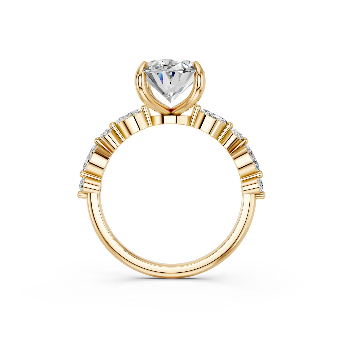 OVAL ENGAGEMENT RING WITH MQ/RD SIDE STONE