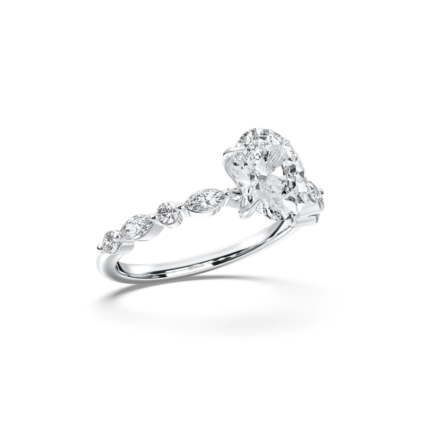 OVAL ENGAGEMENT RING WITH MQ/RD SIDE STONE