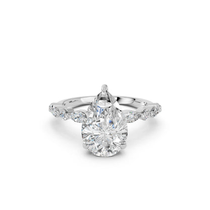 PEAR ENGAGEMENT RING WITH MQ/RD SIDE STONE
