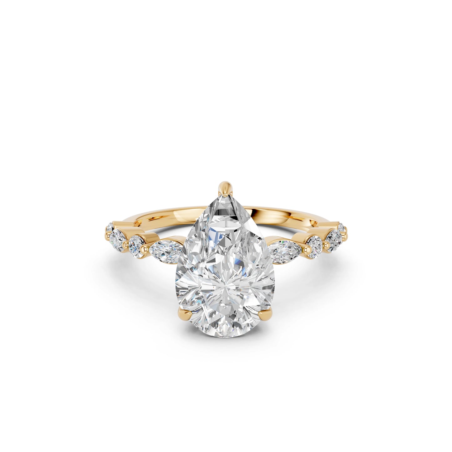 PEAR ENGAGEMENT RING WITH MQ/RD SIDE STONE