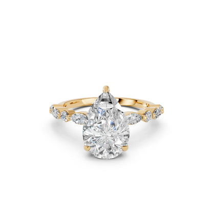 PEAR ENGAGEMENT RING WITH MQ/RD SIDE STONE