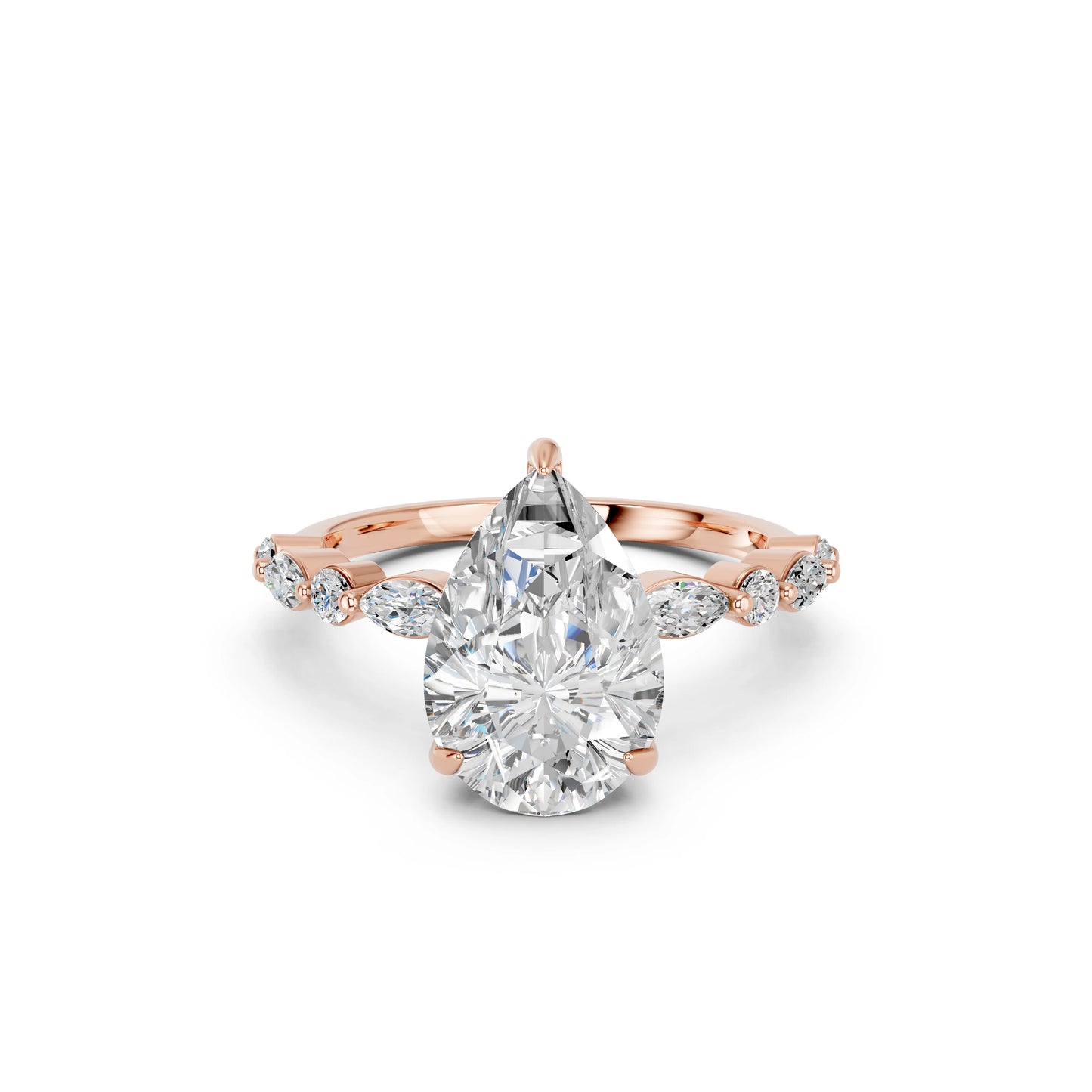 PEAR ENGAGEMENT RING WITH MQ/RD SIDE STONE