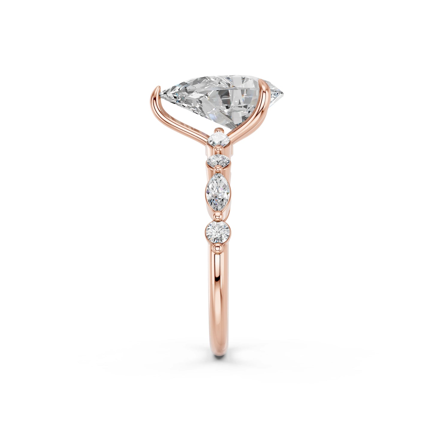 PEAR ENGAGEMENT RING WITH MQ/RD SIDE STONE