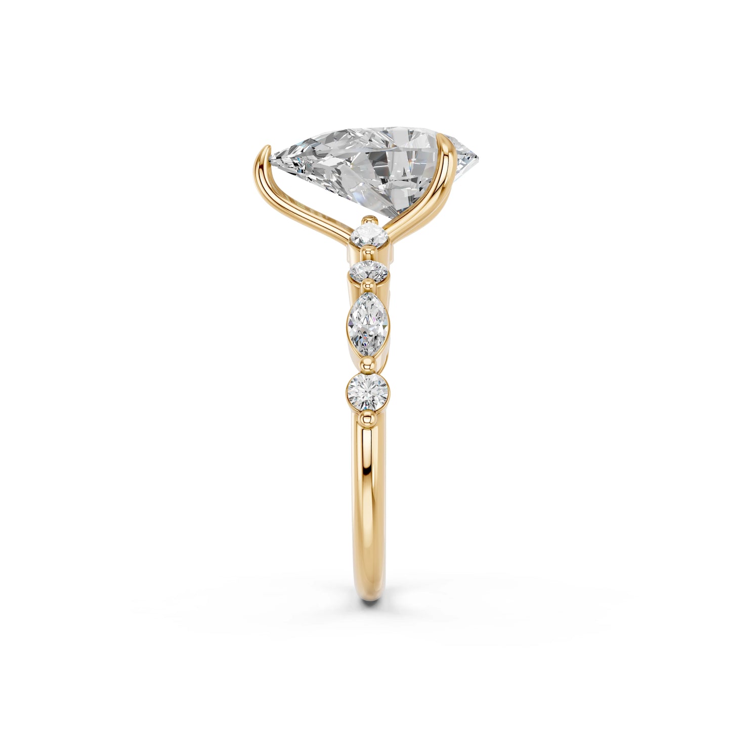 PEAR ENGAGEMENT RING WITH MQ/RD SIDE STONE