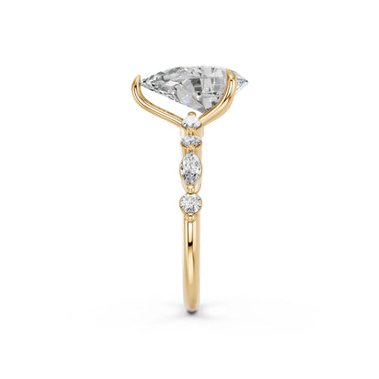 PEAR ENGAGEMENT RING WITH MQ/RD SIDE STONE