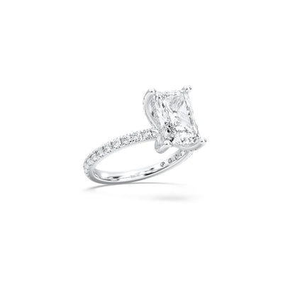 RADIANT HIDDEN HALO WITH SIDE STONE PAVE BAND RING